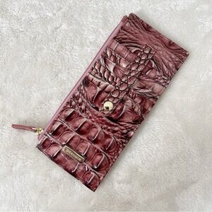NWOT BRAHMÍN Melbourne Dusty Pink Croc Embossed Leather Slim Credit Card Wallet